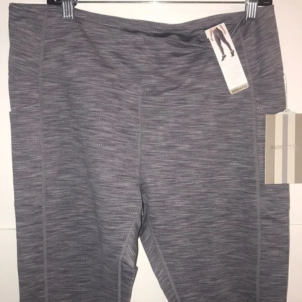 Mondetta Performance Luxury Grey‎ Space Dye High Waist Side Pocket Leggings XL